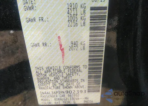 2015 Nissan Altima 2.5 S z USA, uszkodzony, nr VIN 1N4AL3AP3FN902393